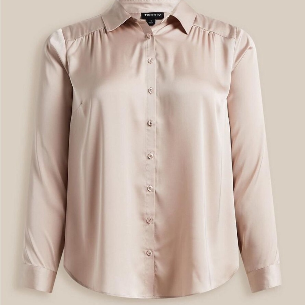 Torrid Satin Blouse in Light Pink